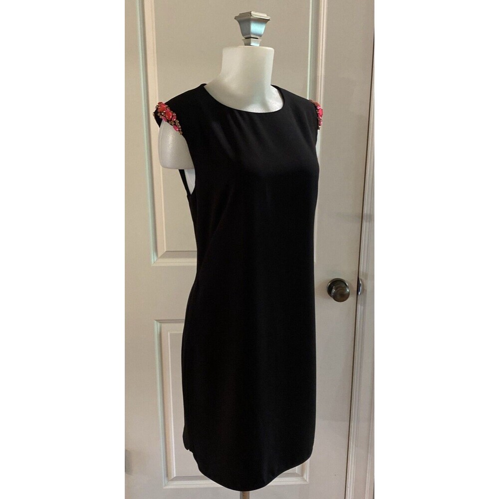 Ted Baker London Black Pink Rhinestones Zipper Back Sleeveless Shift Dress - 3 - Picture 4 of 16
